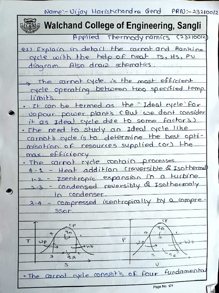 Applied Thermodynamics (Assignment) PRN 23210012 Batch M1 - 11zon | PDF