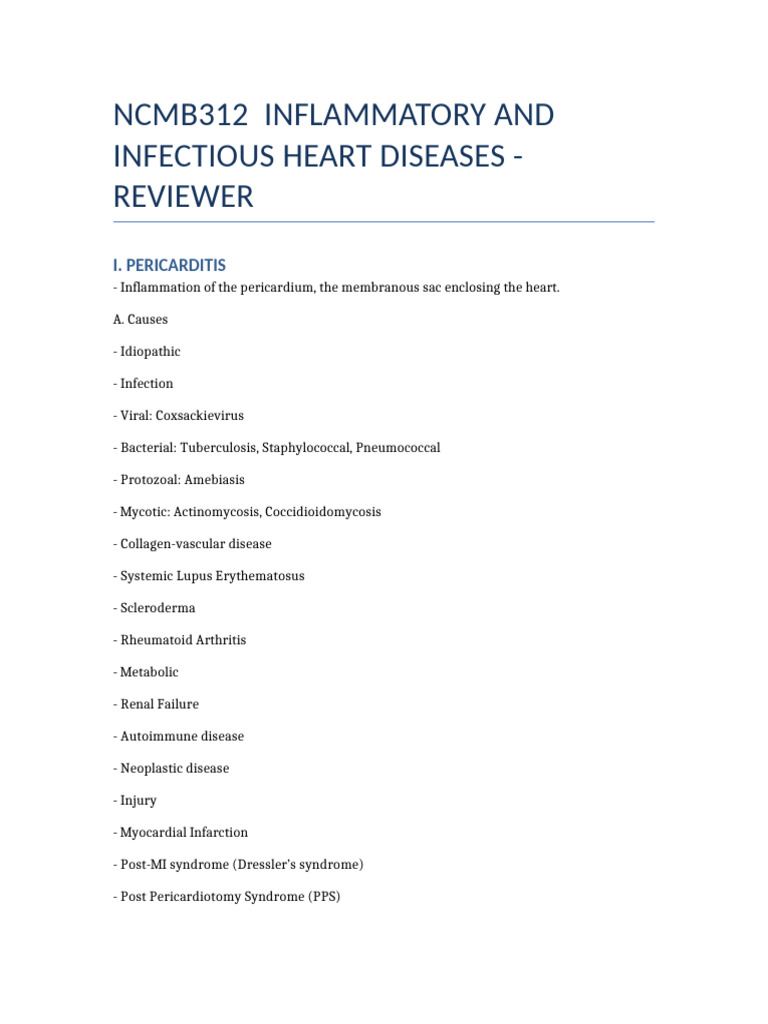 Inflammatory Heart Diseases Overview | PDF | Heart Failure | Heart