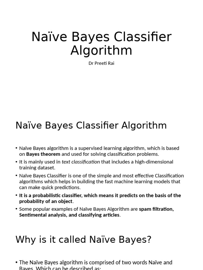 Naïve Bayes Classifier Algorithm (1) (1) | PDF | Statistical ...