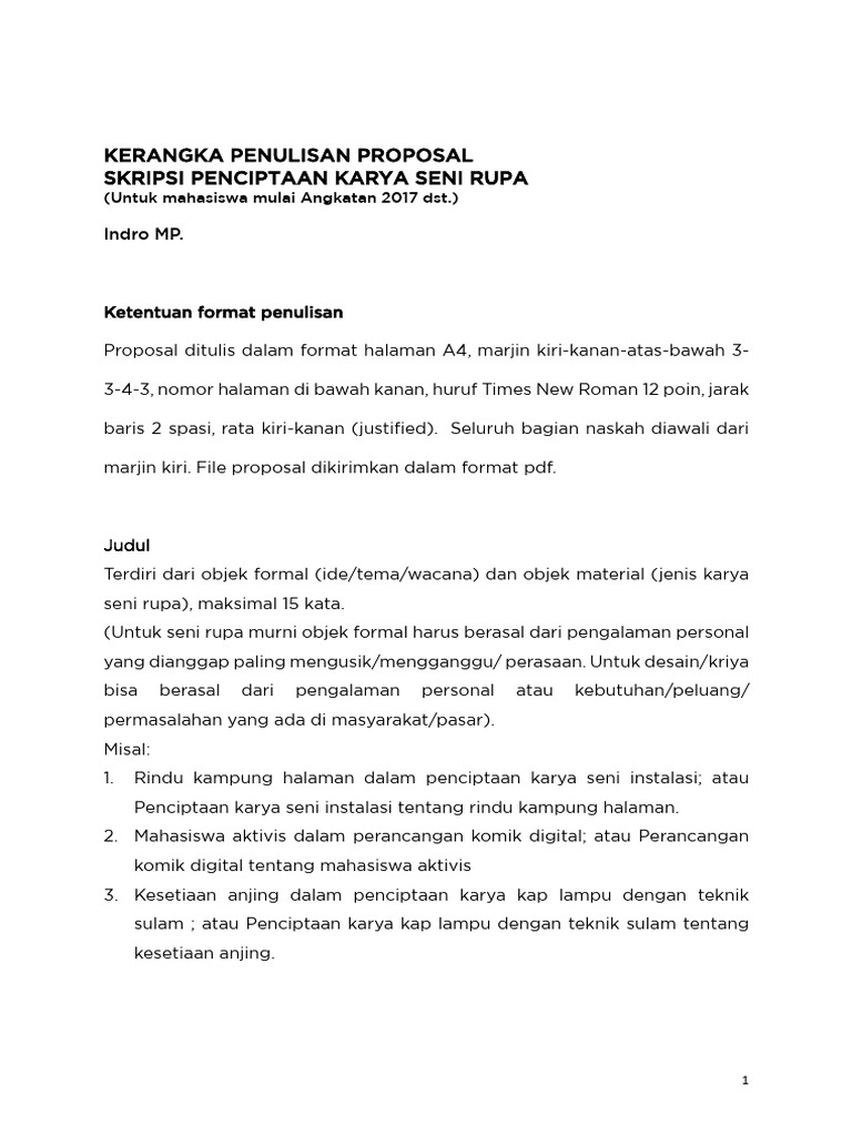 Panduan Proposal Skripsi Seni Rupa | PDF