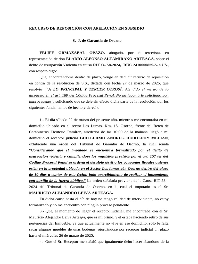 Repone y Apela | PDF | Posesión (Ley) | Apelación