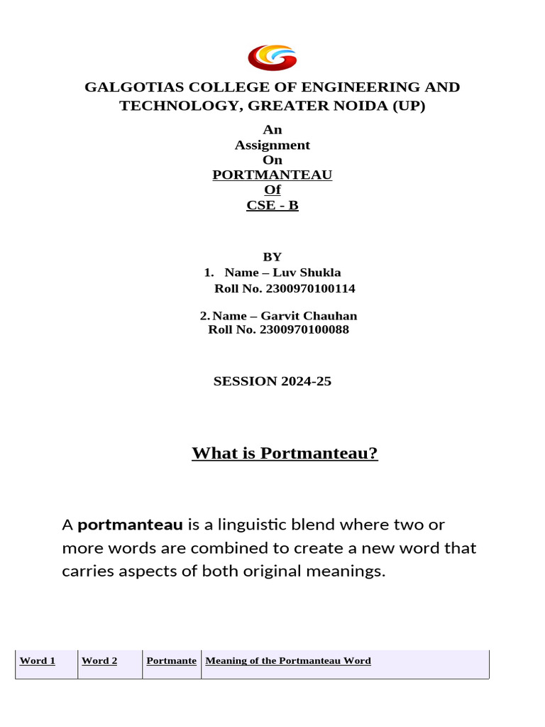 Portmanteau Examples by Garvit Chauhan | PDF | Codec