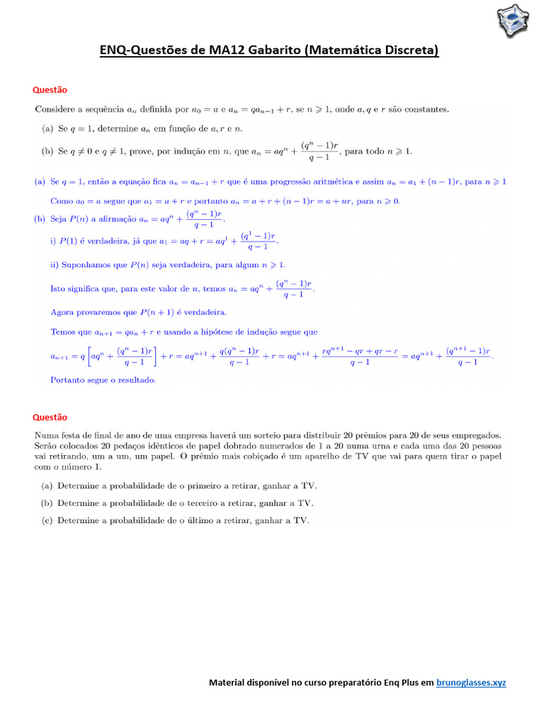 Gabarito MA12 - Curso Enq Plus | PDF