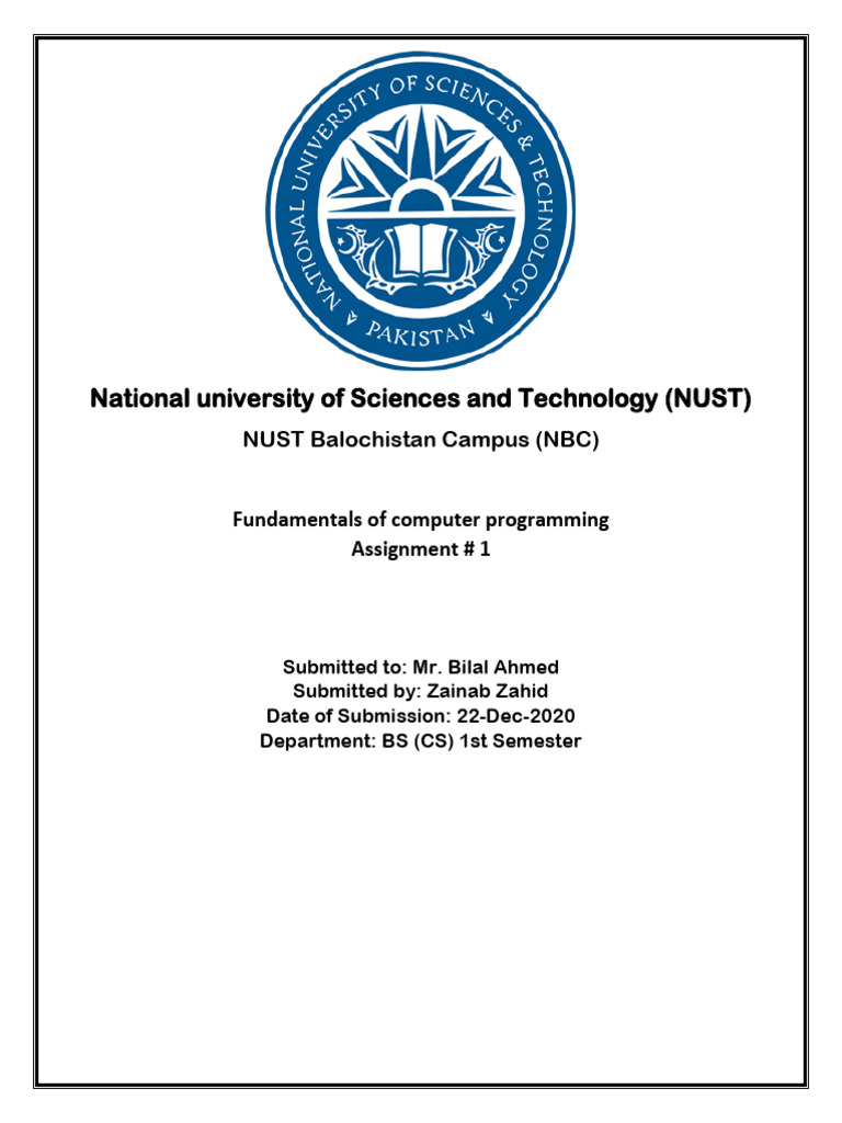 NUST Computer Programming Assignment 1 | PDF | Control Flow | Computer ...