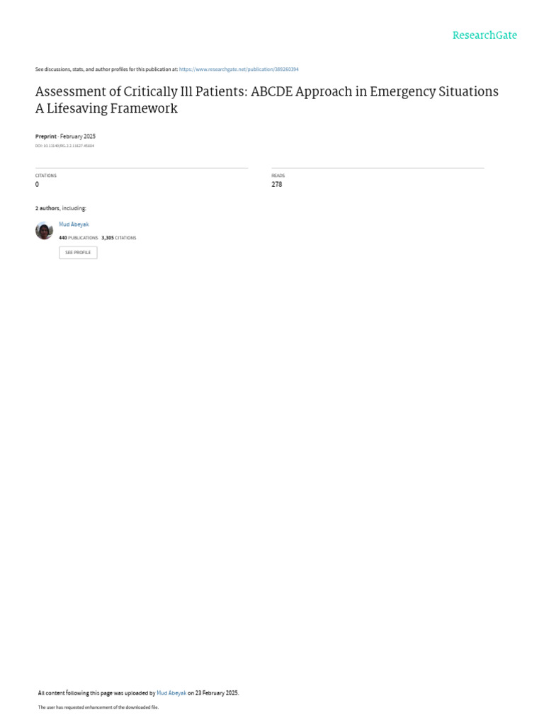 ABCDE Framework for Critically Ill Patients | PDF | Intensive Care ...