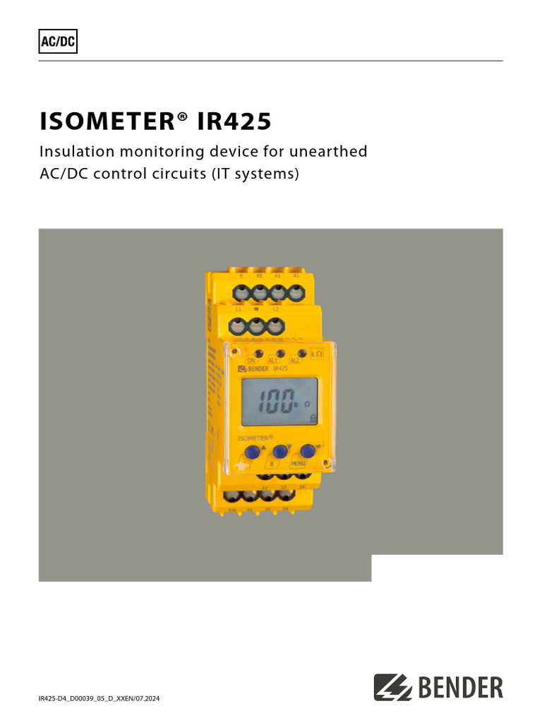 ISOMETER® IR425 User Manual | PDF | Alternating Current | Relay