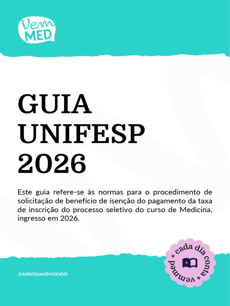 GUIA UNIFESP 2026 - @sabrinaoliveirabh | PDF