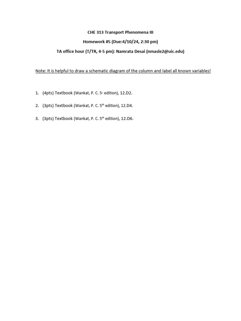CHE 313 HW5 Solutions | PDF