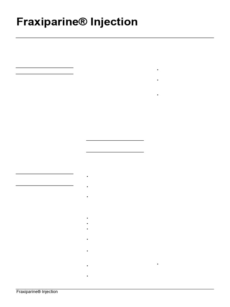 Fraxiparine® Injection: What Is in This Leaflet | PDF | Injection ...