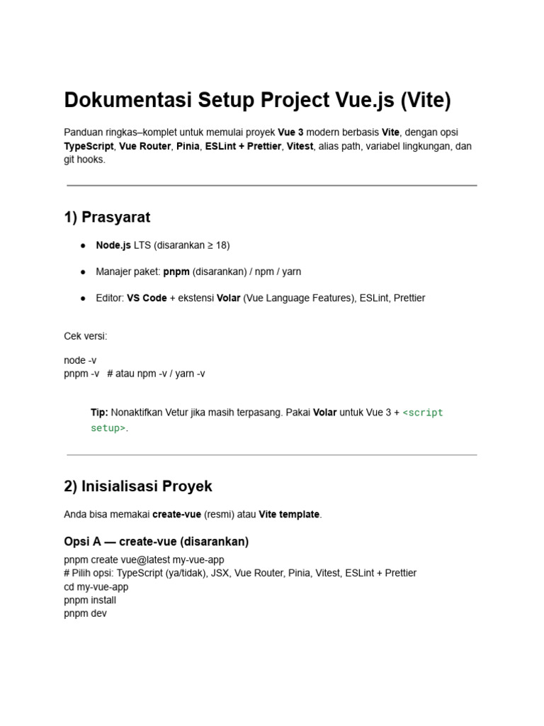 Dokumentasi Setup Project Vue | PDF | Computing | Java Script