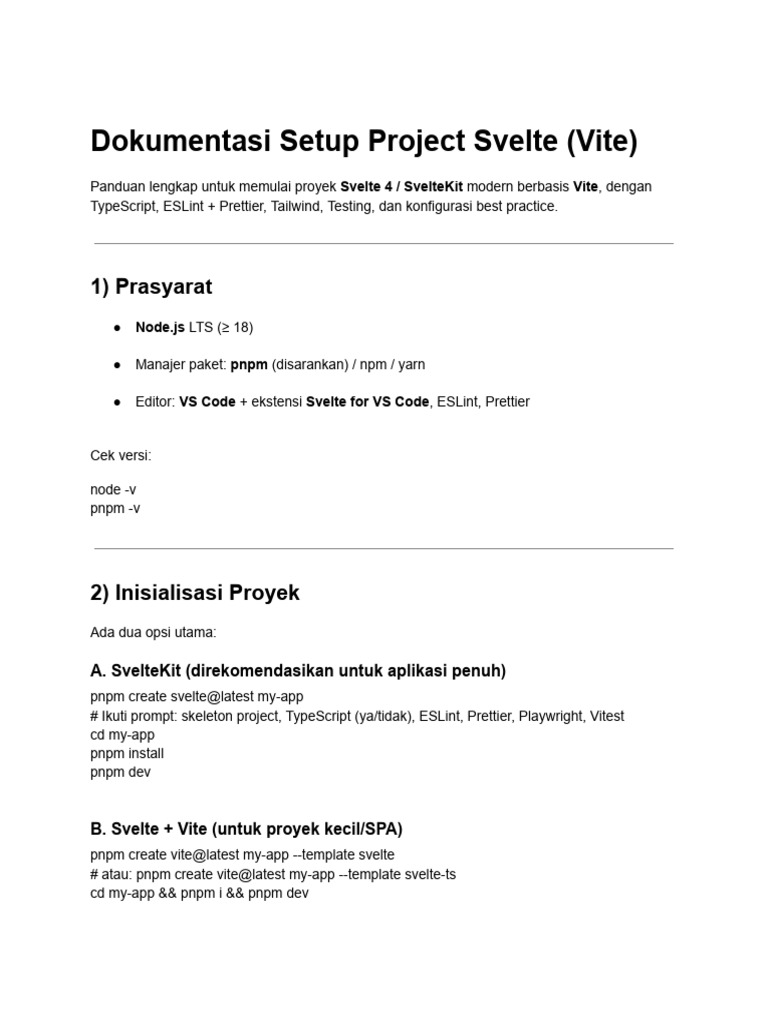 Dokumentasi Setup Project Svelte (Vite) | PDF | Software Development ...