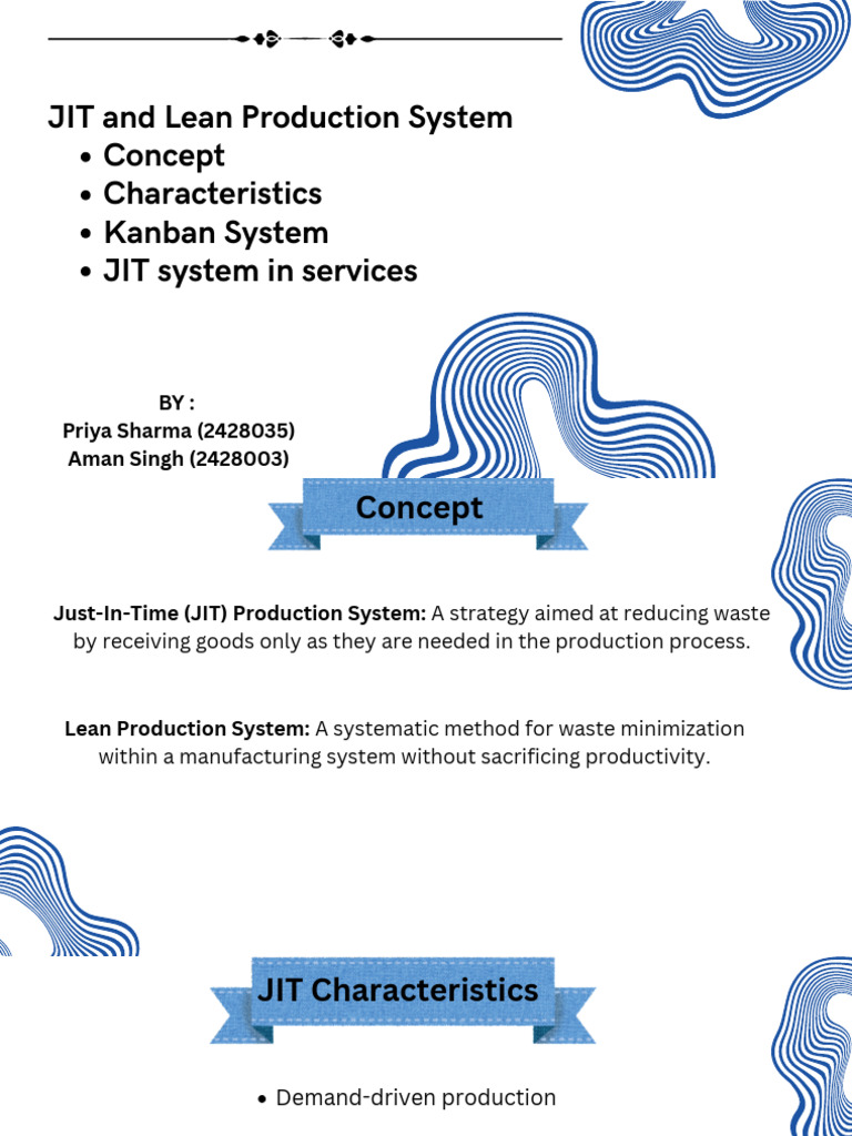 JIT and Lean Production System Concept Characteristics Kanban System ...