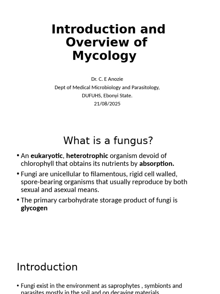 Mycology: Fungi Characteristics & Infections | PDF | Fungus | Mycology