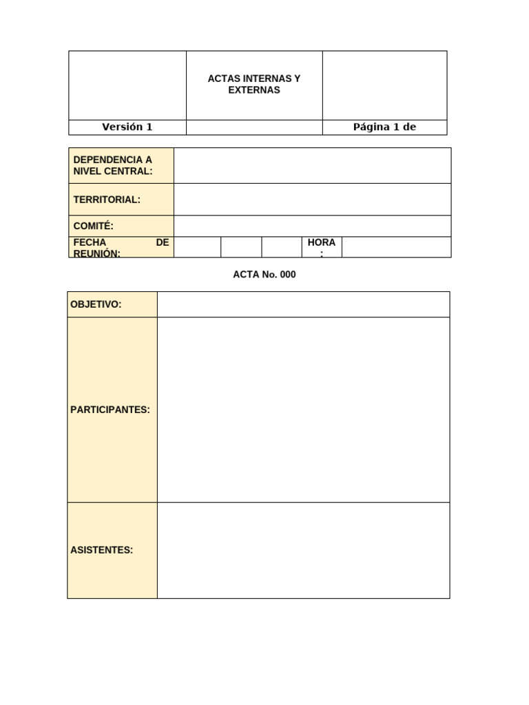 Actas de Reuniones: Internas y Externas | PDF