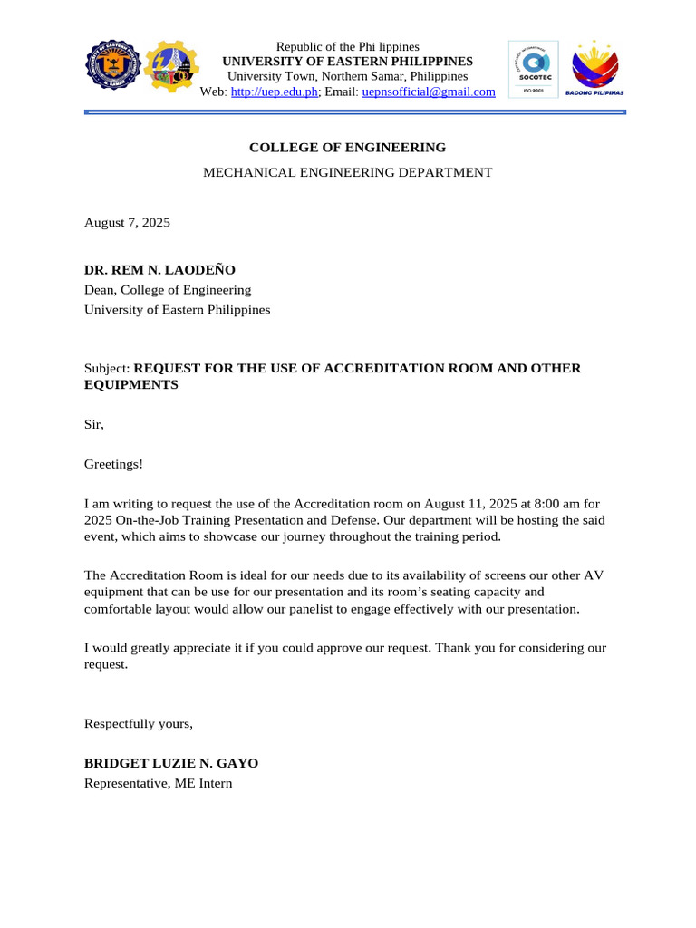 Request for Accreditation Room Use | PDF