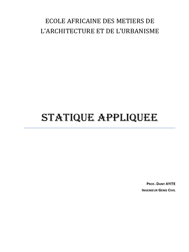 Cours de statique appliquée PDF | PDF | Moment d'une force | Obliger