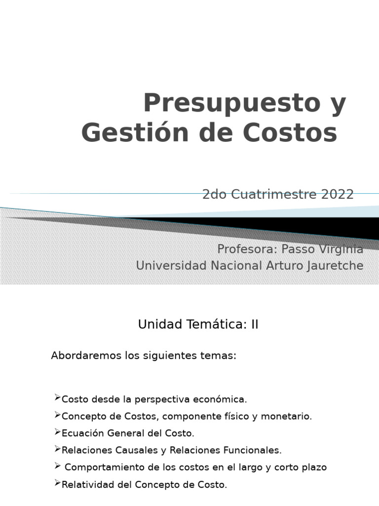 Presupuesto y Gestión de Costos Clase II (2) | PDF | Costo marginal ...