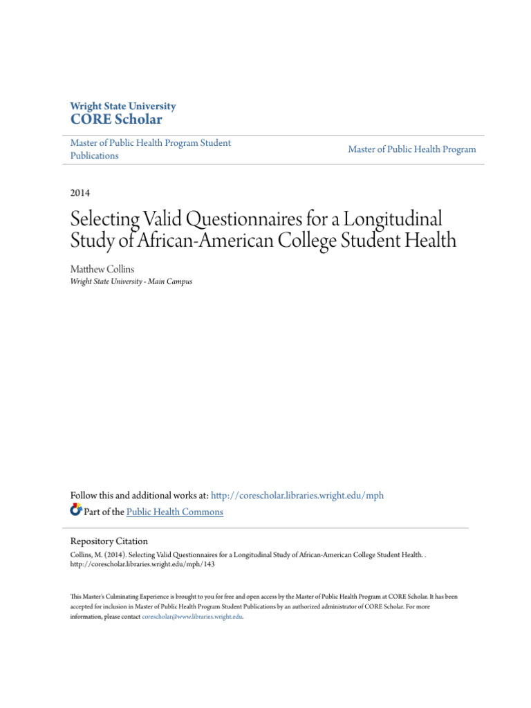 Valid Questionnaires for African-American Health Study | PDF | Sleep ...