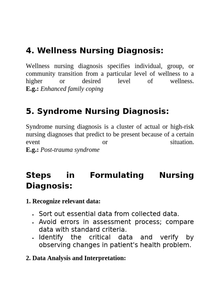 Wellness Nursing Diagnosis Explained | PDF