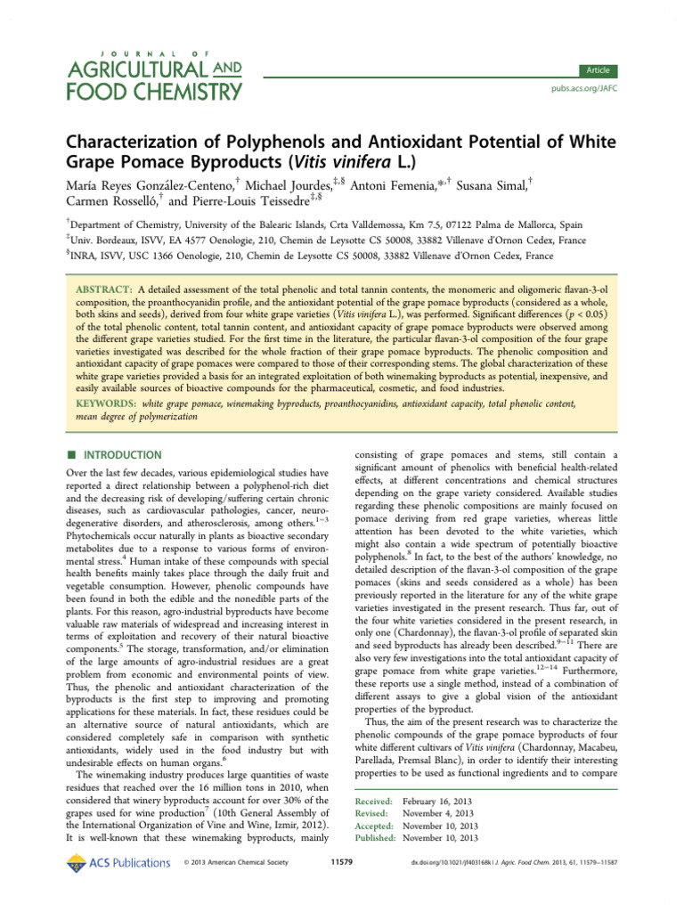 Characterization of Polyphenols and Antioxidant Potential of White ...