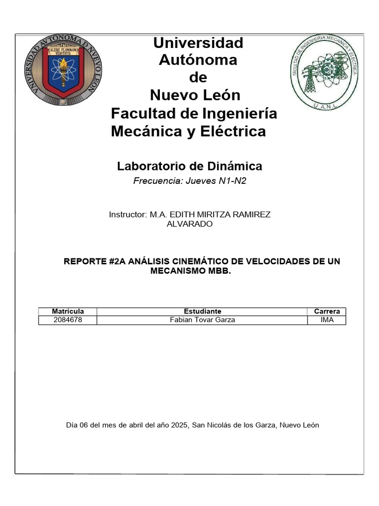 Practica 2a Dinamica 2084678 | PDF