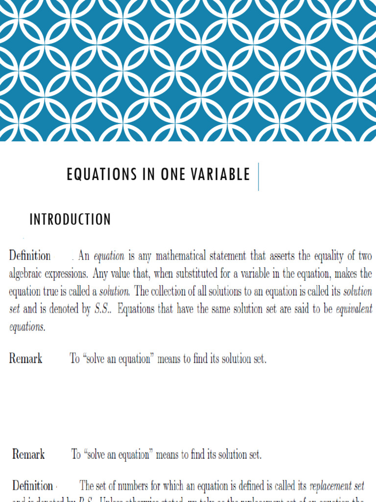 2 Linear Equations in One Variable | PDF