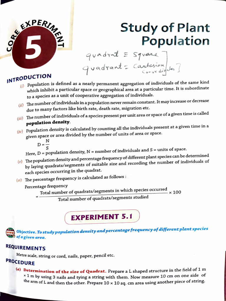 Plant Population Density Study Using Quadrat | PDF | Mortality Rate