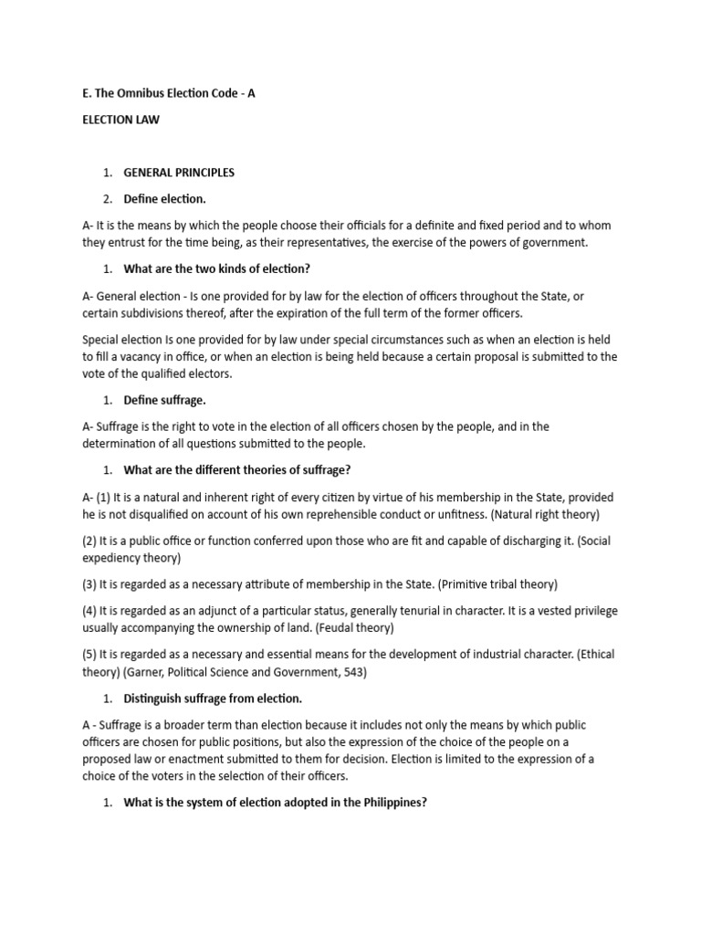 Omnibus Code | PDF | Elections | Political Parties