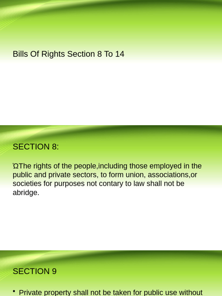 Bills of Rights Section 8 To 14 | PDF | Torture | Bail