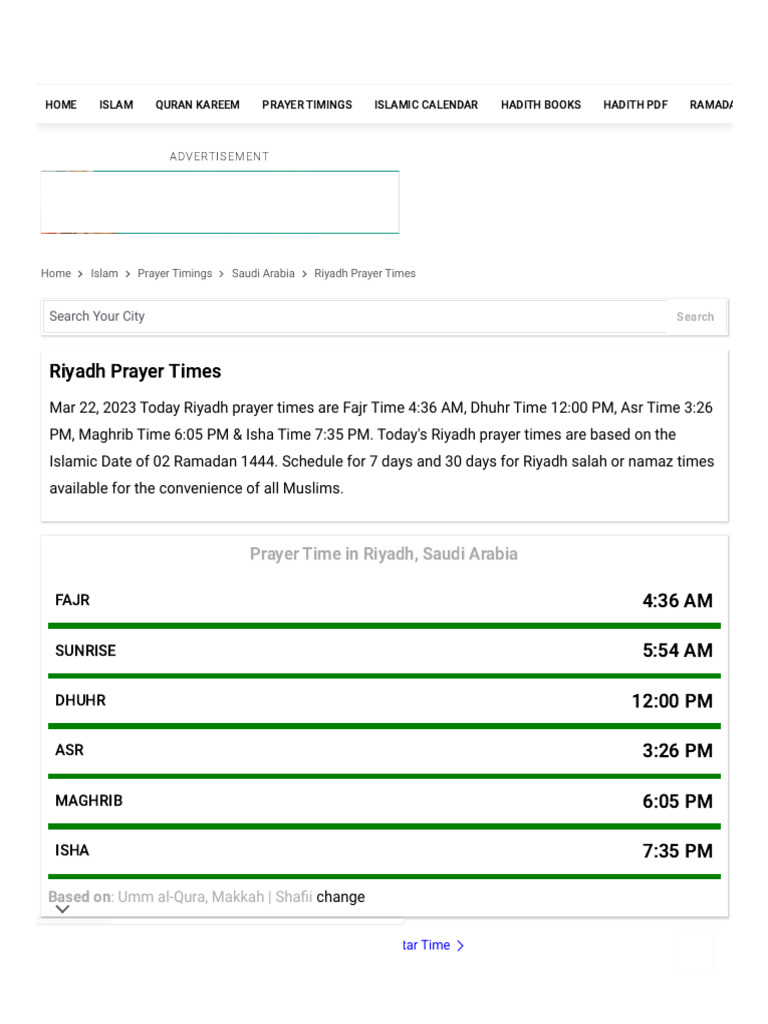 RIYADH PRAYER TIMES TODAY visual data 6