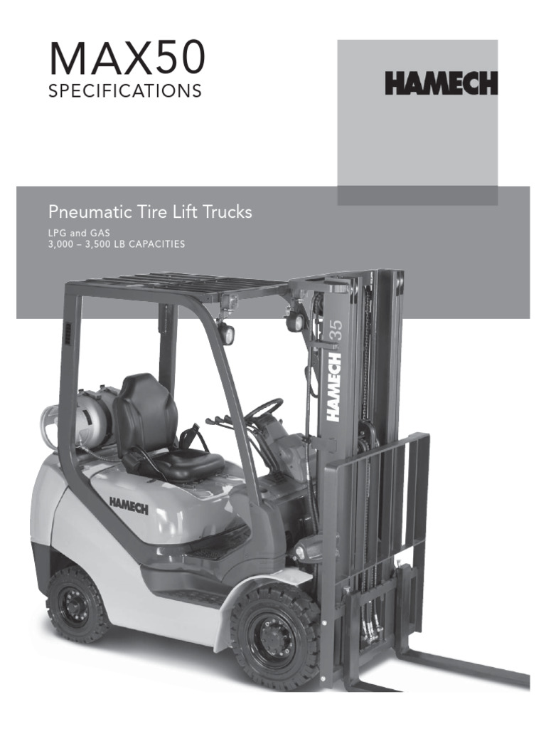 MAX50 Pneumatic Tire Lift Truck Specs | PDF | Throttle | Engines