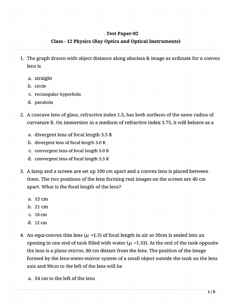 Xii Phy CH 9 Test 2 | PDF