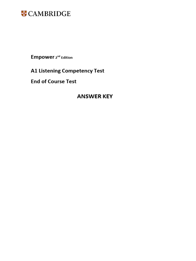 A1 Listening Test Answer Key | PDF