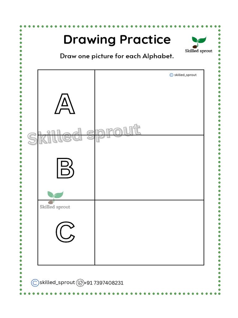Alphabet Drawing Practice Guide | PDF