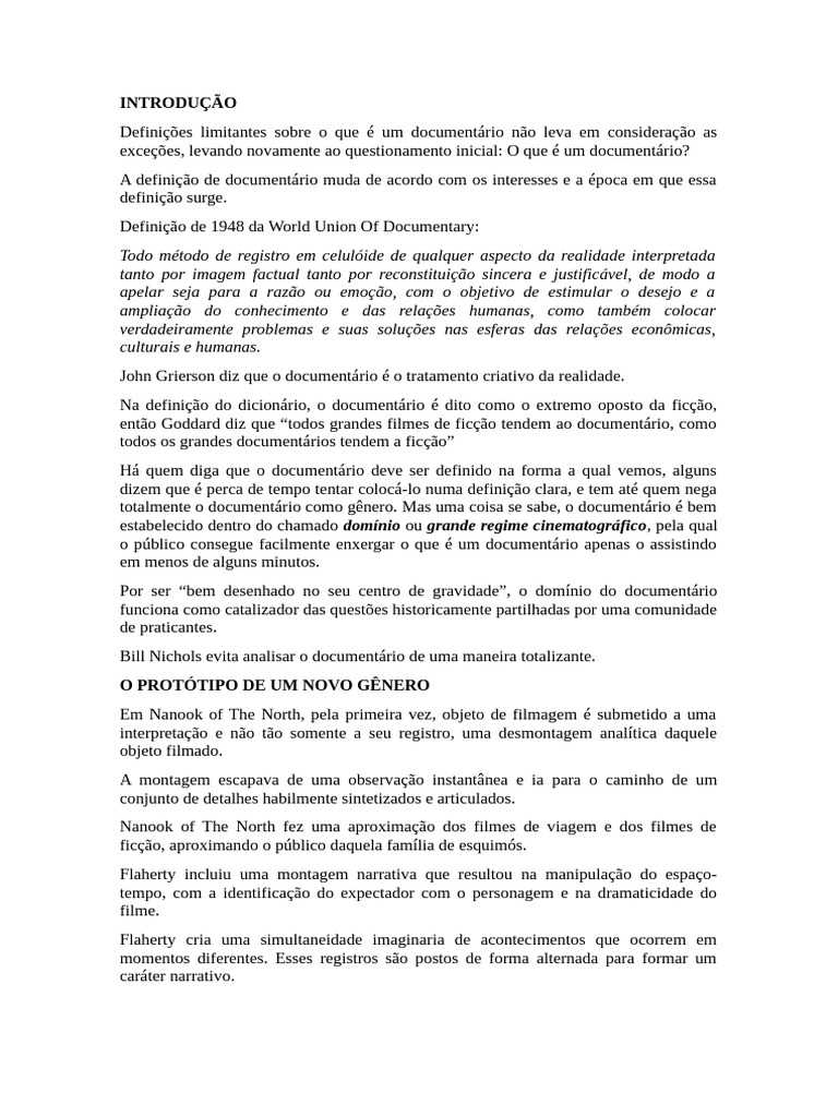 Definição e Evolução do Documentário | PDF | Documentário | Definição