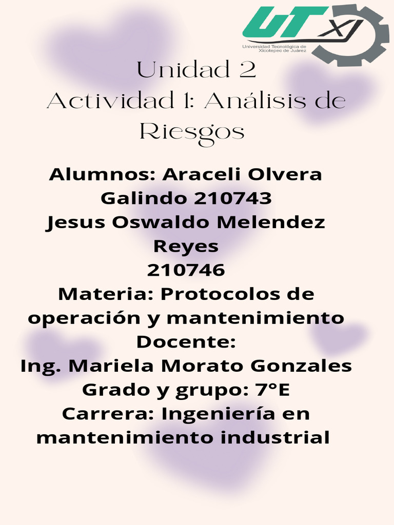 Análisis de Riesgos en Mantenimiento Industrial | PDF | Valores | Riesgo
