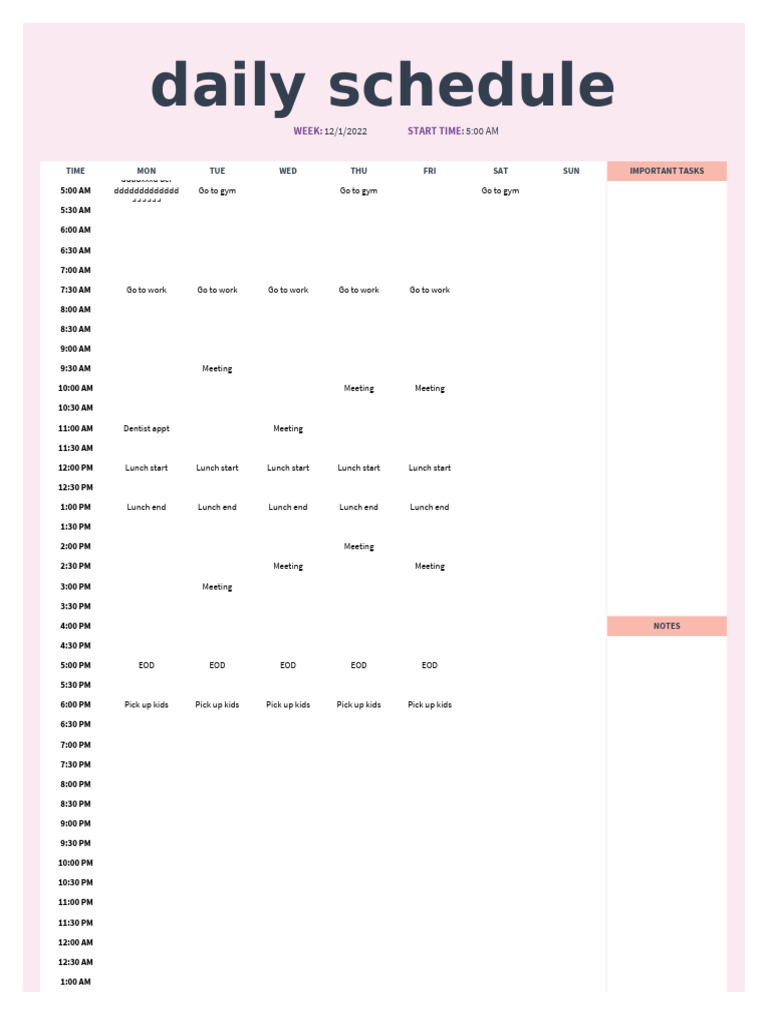 Daily Schedule | PDF