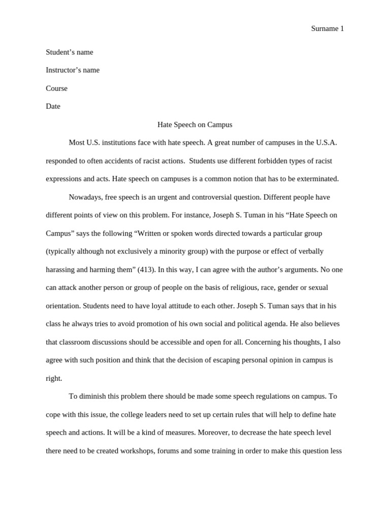Hate Speech On Campus | PDF | Hate Speech | Hatred