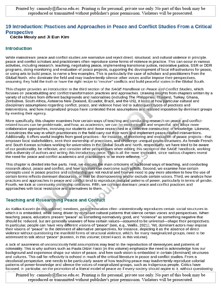 Chapter 19 - CMouly - JEK - Sage Handbook of Peace and Conflict Studies ...