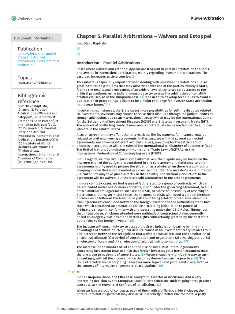 Parallel State and Arbitral Procedures | PDF | Arbitration | Estoppel