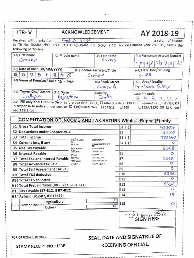 Itr 1819 | PDF | Taxes | Government Finances
