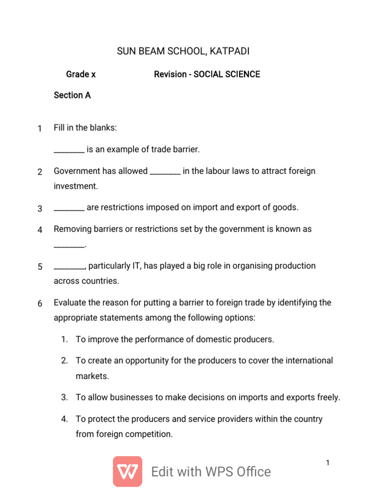 Grade X Revision Test QP | PDF | Social Equality | Democracy