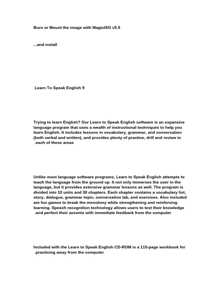 Learn to Speak English Software Guide | PDF