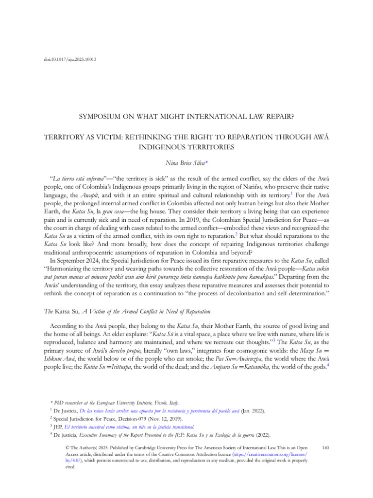 Rethinking Reparations for Indigenous Territories | PDF | Transitional ...