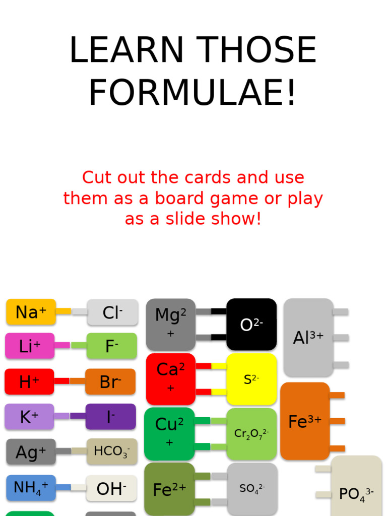 Chemical Formulae Learning Game | PDF | Magnesium | Hydroxide