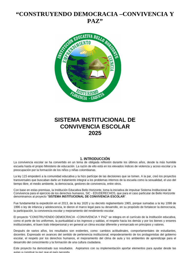 Sistema de Convivencia Escolar 2025 | PDF | Salón de clases | Mediación