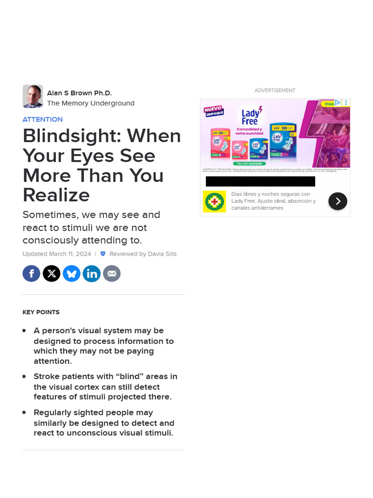 Understanding Blindsight Phenomenon | PDF | Attention | Brain