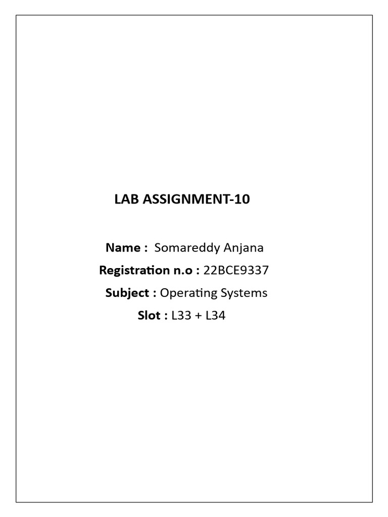 22BCE9337 (OS Lab Assignment 10) | PDF