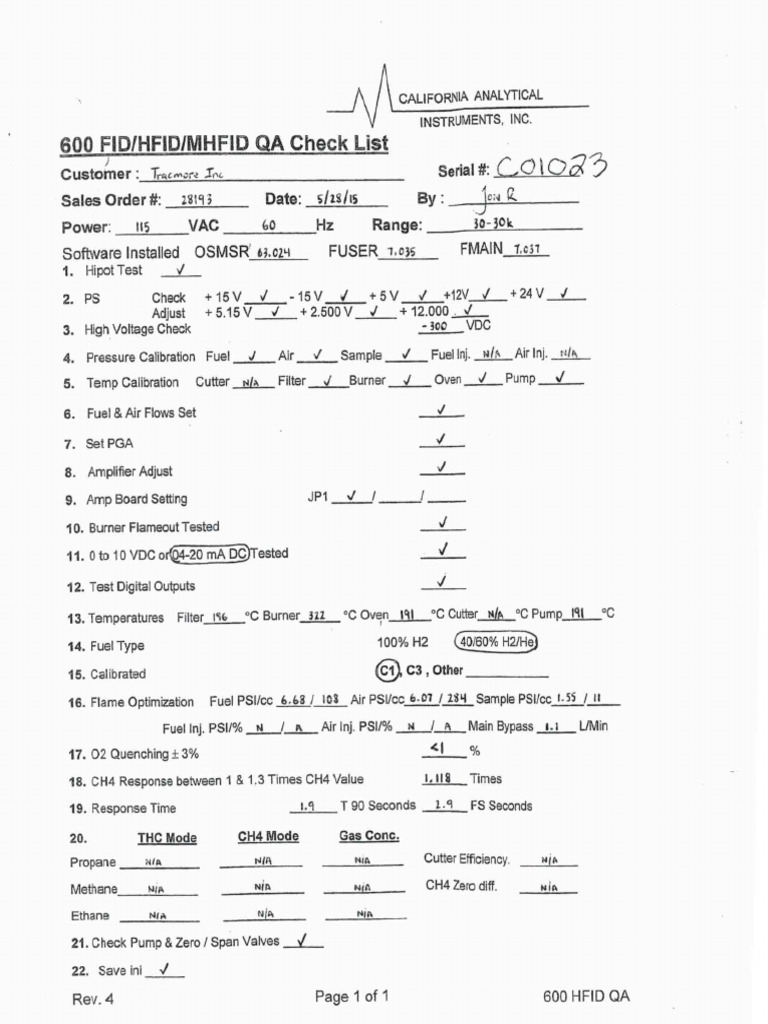 Check List 600 Fid-Hfid-Mhfid | PDF