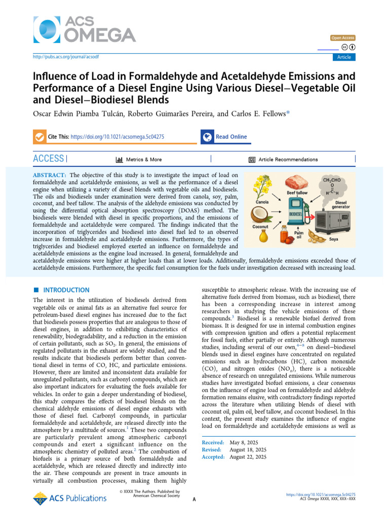 Diesel Engine Emissions from Biodiesel Blends | PDF | Biodiesel | Biofuel
